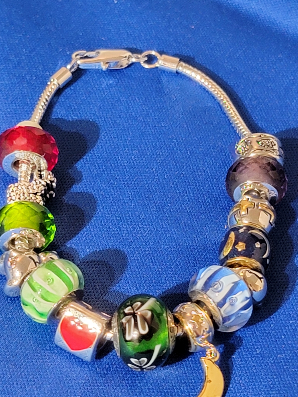 Tara' Diary Silver-Tone Charm Bracelet with Multicolor Glass Beads